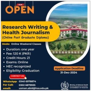 PG Diploma in Research Writing and Health Journalism