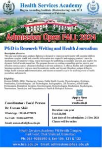 PG Diploma in Research Writing and Health Journalism