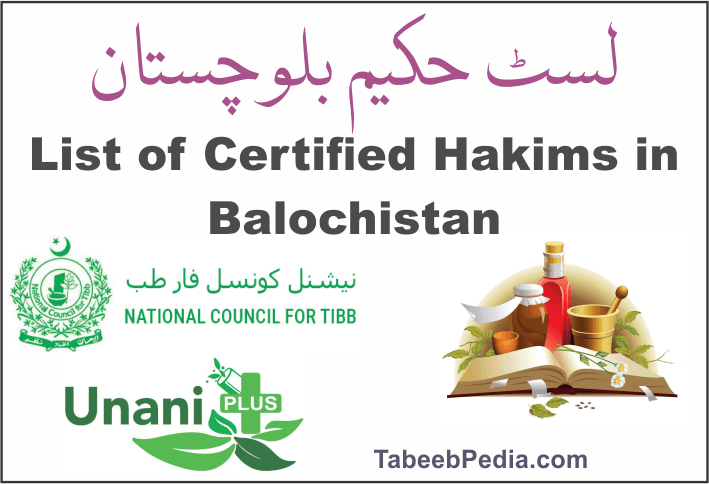 بلوچستان کے مستند حکیموں کی فہرست