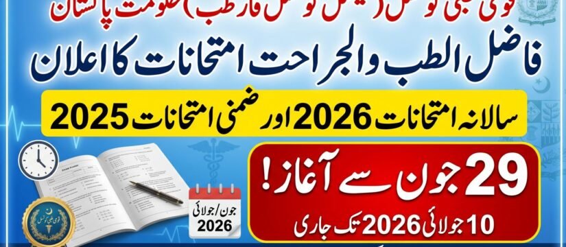 فاضل الطب والجراحت کے سالانہ امتحانات 2026